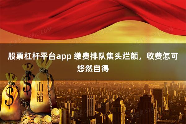股票杠杆平台app 缴费排队焦头烂额,收费怎可悠然自得